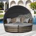 Outsunny 4-Piece Rattan Patio Furniture Set, Round Convertible Daybed or Sunbed with Adjustable Sun Canopy