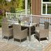 Leadzm Outdoor Wicker Dining Set 7 Piece Patio Dinning Table Wicker Furniture Seating