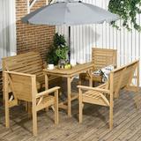 Outsunny 5pc Patio Dining Set Umbrella Hole Table & Chairs Loveseats