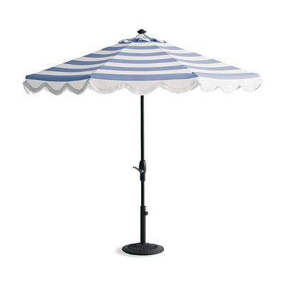 9' Round Designer Umbrella - Resort Stripe Seaglass, Bronze - Frontgate Resort Collection™