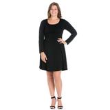 Long Sleeve Knee Length Plus Size Skater Dress