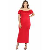 Ruffle Off The Shoulder Plus Size Maxi Dress