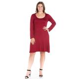 Classic Long Sleeve Plus Size Flared Mini Dress