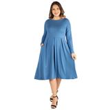 Long Sleeve Fit and Flare Plus Size Midi Dress