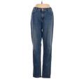 J Brand Jeggings - Mid/Reg Rise Straight Leg Boyfriend: Blue Bottoms - Women's Size 27 - Dark Wash