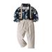 Toddler Gentleman Suit Baby Little Boy Clothes Sets Bowtie Long Sleeve Shirts and Suspenders Pants Sets 2Pcs Casual Outfit Sets 12 Months-7 Years