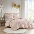 Lark Manor™ Arami Clip Jacquard Comforter Set Polyester/Polyfill/Microfiber in Pink/Yellow | Full/Queen Comforter + 2 Standard Shams | Wayfair