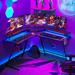 Inbox Zero Hammam L Shaped Gaming Desk w/ LED Lights & Power Outlets Wood in Black | 34.1 H x 50.39 D in | Wayfair F7931E6981964BA9A02C52BCC05AA593