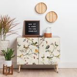 East Urban Home Harters Blue Speckled Painting Watercolor Stains 2 Door Credenza Cabinet Wood in Brown/Green/Yellow | Wayfair
