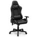 Inbox Zero Adjustable Reclining Ergonomic Faux Swiveling PC & Racing Game Chair w/ Footrest Faux in Black | 50.5 H x 29 W x 29 D in | Wayfair