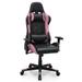 Inbox Zero Adjustable Reclining Ergonomic Faux Swiveling PC & Racing Game Chair w/ Footrest Faux in Pink | 50 H x 29 W x 29 D in | Wayfair