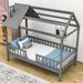 Harper Orchard Calio Twin Size Wooden House Daybed w/ Roof & Fence Wood in Gray | 71 H x 41 W x 78 D in | Wayfair B1FA0299E35A4A35A4155C2A02F035AF