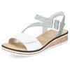 Riemchensandale RIEKER, Damen, Gr. 39, grün (mint, weiß), Lederimitat, elegant, Schuhe, Sommerschuh, Sandalette, Keilabsatz, mit asymmetrischem Riemchen