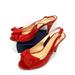 Kate Spade Shoes | Kate Spade New York Scarlet Red Slingback Heels Pumps Italy Sz 9 | Color: Red/Tan | Size: 9