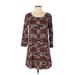 Forever 21 Casual Dress - A-Line Scoop Neck 3/4 sleeves: Burgundy Dresses - Women's Size Small