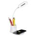 OttLite Organizer LED Desk Lamp Wireless Charging, 3 Colors, Dimmable, Flexible Neck, Storage Area in White | 15 H x 3.2 W x 6.8 D in | Wayfair