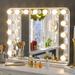 Latitude Run® Venetian Lighted Hollywood Frame Makeup Mirror w/ 3 Color Lights & Memory Function Metal in Gray | 24 H x 32 W x 4 D in | Wayfair