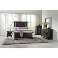 Ivy Bronx Braxley Leather LED Panel Bedroom Set Queen 3 Piece: Bed, 2 Nightstands Wood in Black | 60 H x 68 W x 88.5 D in | Wayfair