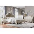 Rosdorf Park Katti Champagne Upholstered Sleigh Bedroom Set King 3 Piece: Bed, Dresser, Mirror Upholstered, in Brown | Wayfair