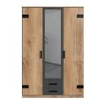 Armoire 2 portes décor chêne 1 porte miroir et 2 tiroirs - H198 cm