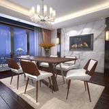 7pc Dining Set - Walnut Table with White Chair