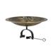 Achla Designs 18"Dia. Round Antique Finished Brass Three Hares Birdbath w/Black Wrought Iron Over Rail Bracket