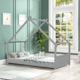 Modern Wooden House Bed Frame With Slat Support