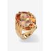 Women's Yellow Gold-Plated Champagne Cubic Zirconia Cocktail Ring by PalmBeach Jewelry in Cubic Zirconia (Size 11)