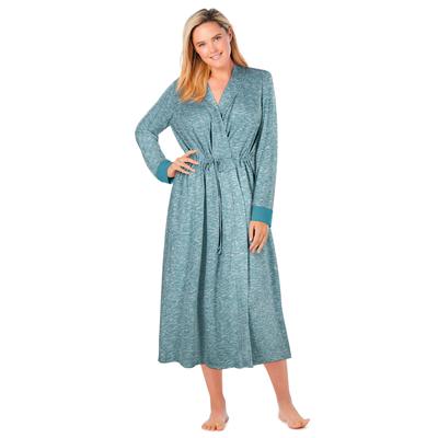Plus Size Women's Marled Long Duster Robe by Dreams & Co. in Deep Teal Marled (Size 18/20)