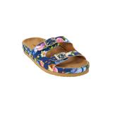 Wide Width Women's The Maxi Slip On Footbed Sandal by Comfortview in Navy Floral (Size 9 1/2 W)