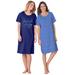 Plus Size Women's 2-Pack Short-Sleeve Sleepshirt by Dreams & Co. in Evening Blue Pajamas (Size 1X/2X) Nightgown
