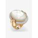 Women's Gold-Plated Oval Mother of Pearl and CZ Ring by PalmBeach Jewelry in Gold (Size 11)