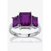 Women's Sterling Silver 3 Square Simulated Birthstone Ring by PalmBeach Jewelry in February (Size 8)