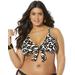 Plus Size Women's Mentor Tie Front Bikini Top by Swimsuits For All in Animal Print (Size 16)