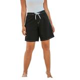 Plus Size Women's Long Board Short by Swimsuits For All in Black (Size 12)