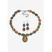 Women's Strand Necklace and Drop Earring Set, Genuine Tiger's Eye and Jasper by PalmBeach Jewelry in Brown