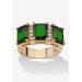 Women's Yellow Gold-Plated Emerald Cut 3 -Stone Simulated Birthstone & CZ Ring by PalmBeach Jewelry in May (Size 8)