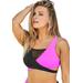 Plus Size Women's Hollywood Colorblock Wrap Bikini Top by Swimsuits For All in Black Pink (Size 12)