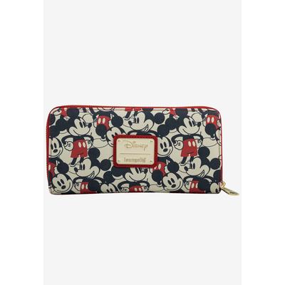 Women's Loungefly x Disney Women's Mickey & Minnie Mouse Zip Around Wallet Navy by Disney in Multi