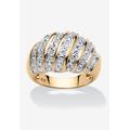 Women's Yellow Gold-Plated Sterling Silver Genuine Diamond Accent Dome Ring by PalmBeach Jewelry in Diamond (Size 7)