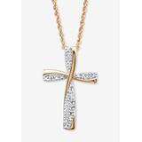 Women's Gold Over Sterling Silver Diamond Accent Cross Pendant Necklace (16Mm) 18 Inches by PalmBeach Jewelry in Diamond