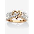 Women's Gold Over Silver Diamond Heart Promise Ring (1/10 Cttw) by PalmBeach Jewelry in Diamond (Size 7)