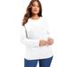 Plus Size Women's Long-Sleeve Crewneck One + Only Tee by June+Vie in White (Size 26/28)
