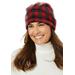 Plus Size Women's Cuffed Fleece Hat by Accessories For All in Classic Red Buffalo Plaid