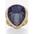 Women's 18K Gold Over Sterling Silver Sapphire And Cubic Zirconia Ring by PalmBeach Jewelry in Sapphire (Size 8)