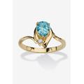 Women's Yellow Gold Plated Simulated Birthstone And Round Crystal Ring Jewelry by PalmBeach Jewelry in Blue Topaz (Size 9)