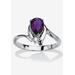 Women's Silvertone Simulated Pear Cut Birthstone And Round Crystal Ring Jewelry by PalmBeach Jewelry in Amethyst (Size 7)