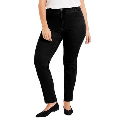 Plus Size Women's Curvie Fit Straight-Leg Jeans by June+Vie in Black (Size 22 W)