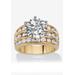 Women's Goldtone Round Cubic Zirconia Triple Row Engagement Ring by PalmBeach Jewelry in Cubic Zirconia (Size 8)