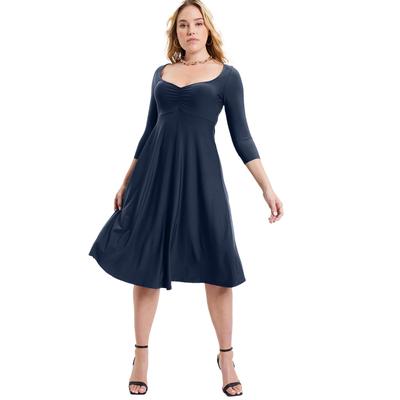 Plus Size Women's Sweetheart Swing Dress by June & Vie in Navy (Size 26/28)